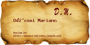 Décsei Mariann névjegykártya