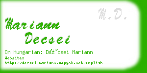 mariann decsei business card